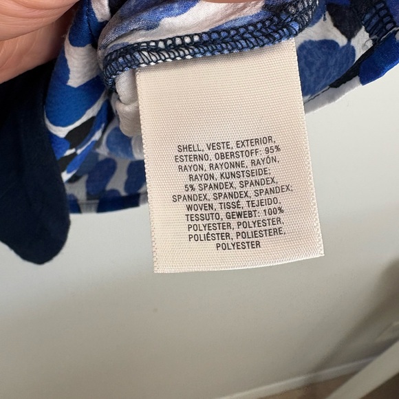 Anthropologie Deletta Navy Layered V-Neck Tank with Blue/White Dotted Trim - Picture 6 of 10